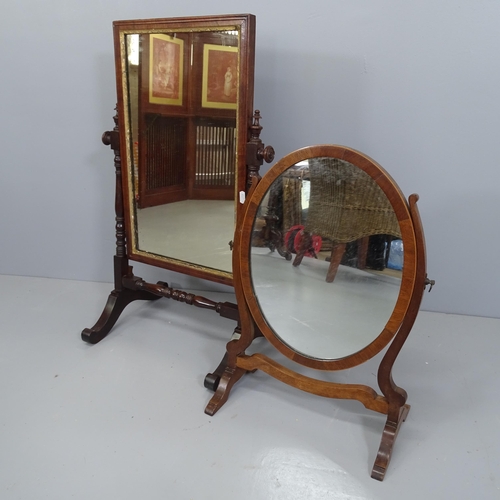 2248 - Two antique mahogany swing toilet mirrors. Largest 46x73x32cm.