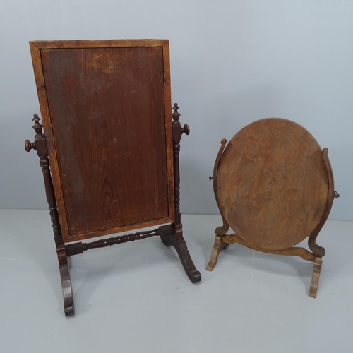 2248 - Two antique mahogany swing toilet mirrors. Largest 46x73x32cm.