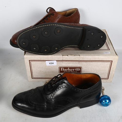 434 - A pair of gent's Church's black leather lace-up shoes, L29cm, and a pair of Barker Masters brown lea... 