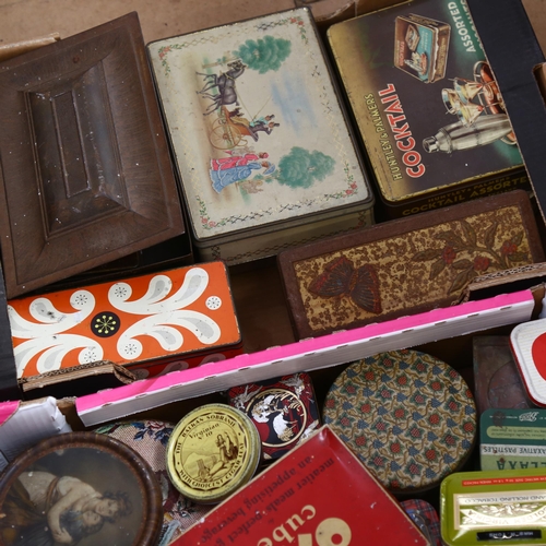 459 - 2 boxes of decorative Vintage food and tobacco tins etc