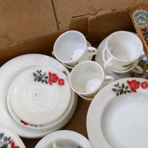 463 - Vintage Pyrex dinner and teaware with rose decoration