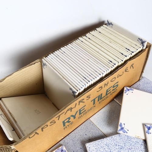 512 - A box of various Rye tiles with painted designs