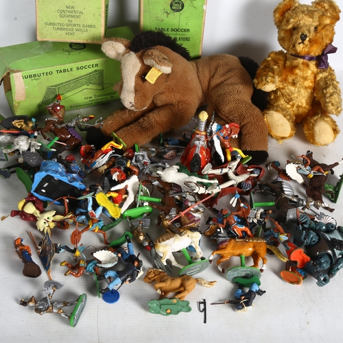 533 - STEIFF - a Steiff horse teddy bear, in a laying down pose, and 1 other Steiff teddy bear, a quantity... 