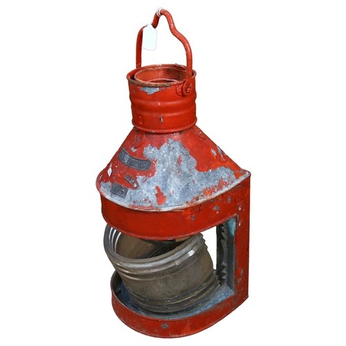 641 - A painted galvanised ship's mast-head lantern, A/F, H70cm