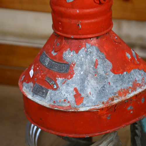 641 - A painted galvanised ship's mast-head lantern, A/F, H70cm