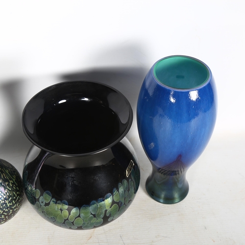 657 - 3 mid-century iridescent glass vases, including Eisch, Alum Bay and Caithness, all with makers label... 