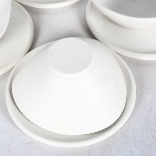 658 - Trish Phillips studio pottery, dolomite glazed, 4 side plates, 4 bowls, impressed makers marks.