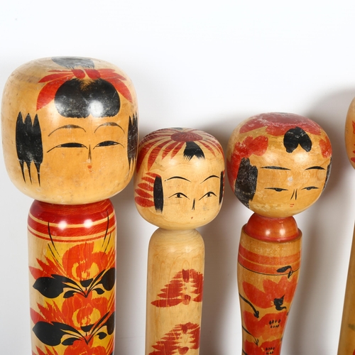 686 - A group of 6 Japanese wooden Kokeshi dolls, largest height 50cm (6)