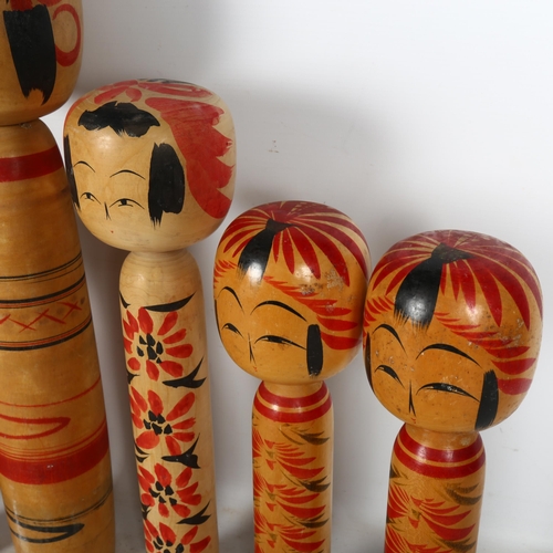 688 - A group of 6 Japanese wooden Kokeshi dolls, largest height 47cm (6)