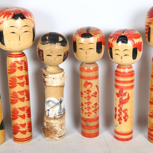 691 - A group of 6 Japanese wooden Kokeshi dolls, largest height 45cm (6)