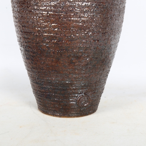 700 - Adrian Davies studio pottery, a tall textured vase, with makers mark, height  38cm