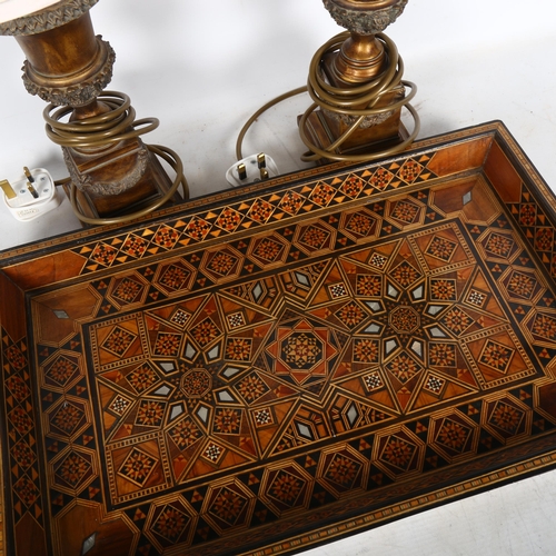 705 - A Sorento Ware tray, with mother-of-pearl inlay decoration, 50cm x 30cm, and 2 Classical design comp... 