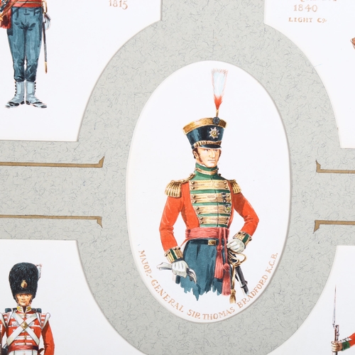 716 - The Connaught Rangers, studies of military uniform, a group of 5 watercolours in common mount, unsig... 