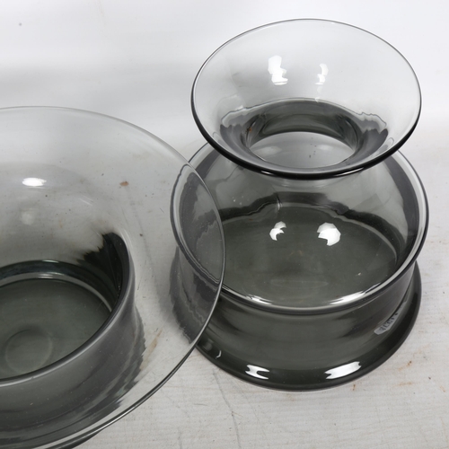 717 - Two mid-century pewter glass vessels, possibly Whitefriars, bowl diameter 23cm