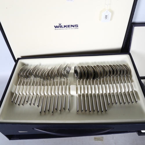 801 - A Wilkens, Silbermanufaktur Seit1810 stainless steel canteen of cutlery for 8 people, in original dr... 