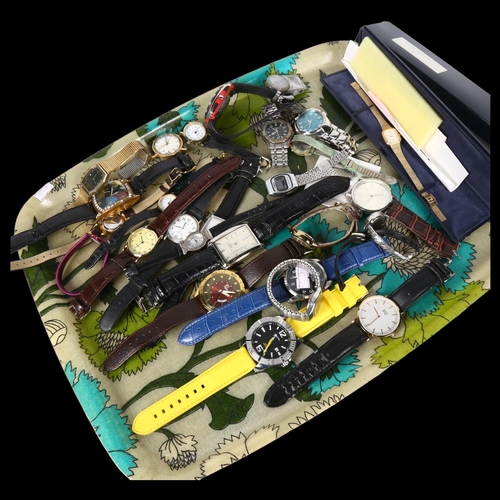 859 - A tray of mixed quartz wristwatches, to include Timex, Omac LCD quartz wristwatch, Sekonda, Avia etc