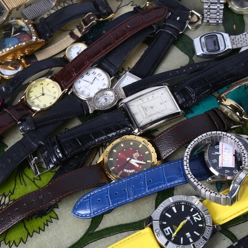 859 - A tray of mixed quartz wristwatches, to include Timex, Omac LCD quartz wristwatch, Sekonda, Avia etc