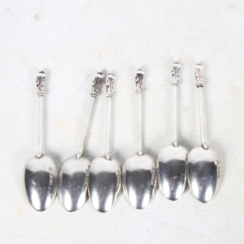 887 - A set of 6 Edward VII silver coffee spoons with Apostle finials, Sheffield 1904