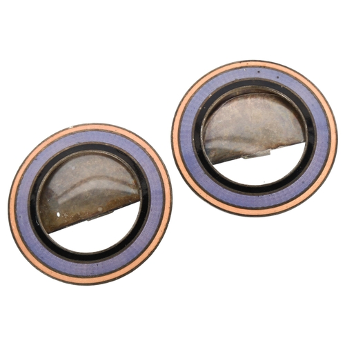 567 - A pair of 2-colour circular enamel frames, H7cm (2)