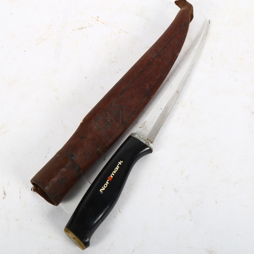 569 - A Normark dagger in leather sheath, 27cm