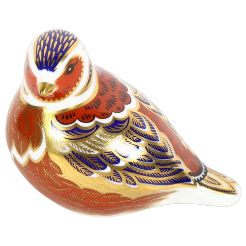 583 - Royal Crown Derby chaffinch paperweight, silver stopper, H7cm