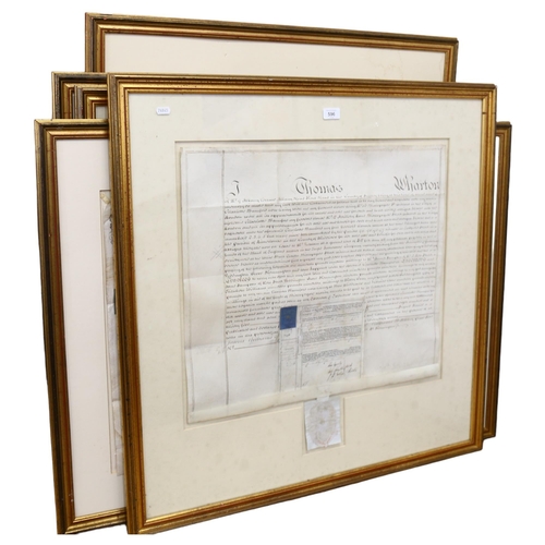 596 - A William IV velum Indenture, dated 1825, 87cm x 87cm, framed