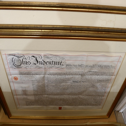 596 - A William IV velum Indenture, dated 1825, 87cm x 87cm, framed