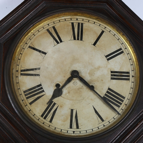 610 - An early 20th century American drop-dial wall clock, by Ansonia of New York, W45cm, H78cm