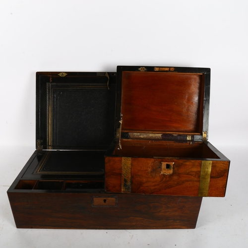 612 - A Victorian mahogany writing slope, with fitted interior and inkwell, 50cm, and a burr-walnut box