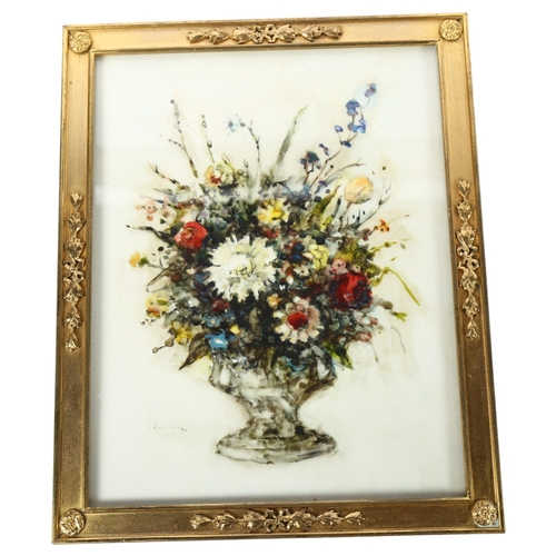 635 - Emily Paterson RSW, watercolour, mixed bouquet, Exhibition label verso for Royal Scottish Society of... 