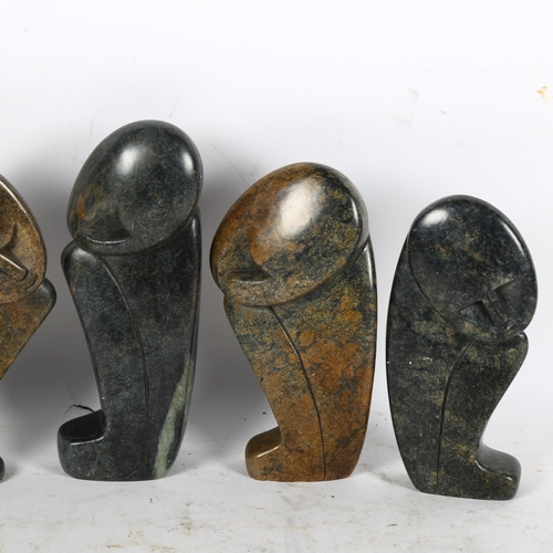 647 - A group of 6 carved African soapstone figures, tallest 17cm