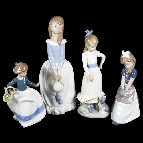 654 - 4 NAO porcelain girls, tallest 26cm