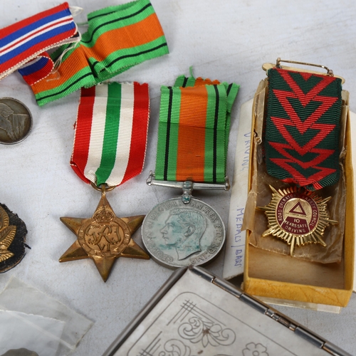 86 - A group of 3 Second World War Service medals, awarded to F Lane RAF, together with photograph, Drivi... 