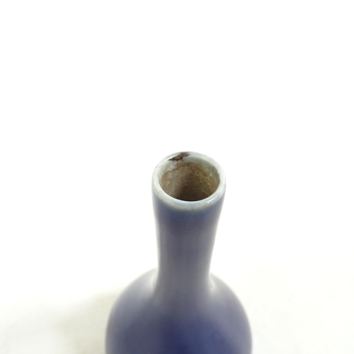 182 - A Chinese blue glazed bottle vase, with blue seal marks to the base, H15cm