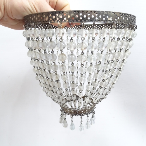 433 - A set of 3 baguette style chandeliers with rows of beads, each diameter 18cm