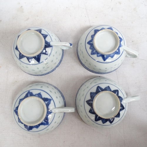 170 - A Chinese blue and white rice grain tea set