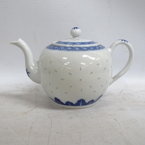 170 - A Chinese blue and white rice grain tea set