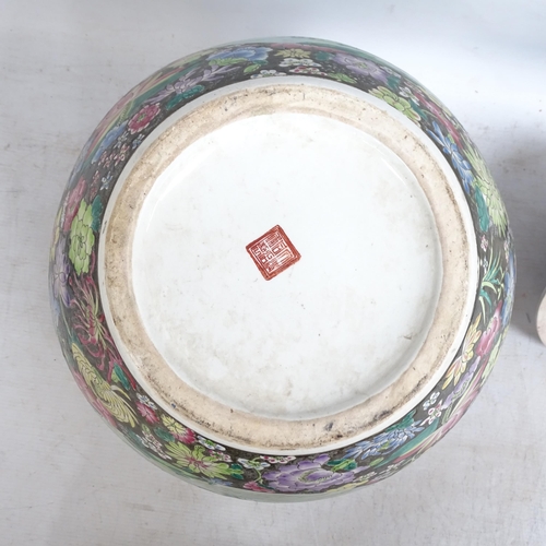 199 - A large Chinese famille rose baluster jar and cover, with red character mark to the base, H50cm