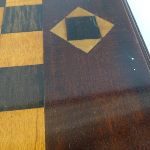 156 - A 19th century parquetry inlaid mahogany games board, 46cm x 46cm