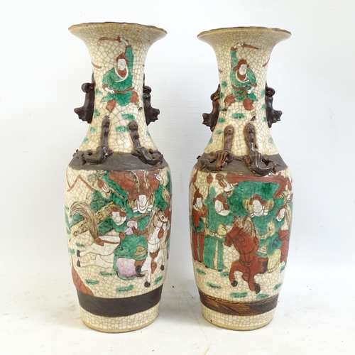 173 - A pair of Chinese crackle glaze vases, a Teksing tea bowl (label to the underside), and a turquoise ... 