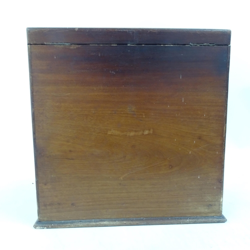 697 - A Victorian mahogany stationery cabinet, interior has scalloped-shaped dividers with pen tray and 2 ... 