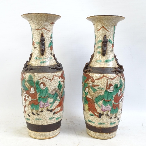 173 - A pair of Chinese crackle glaze vases, a Teksing tea bowl (label to the underside), and a turquoise ... 