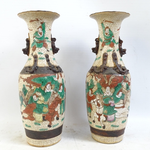 173 - A pair of Chinese crackle glaze vases, a Teksing tea bowl (label to the underside), and a turquoise ... 