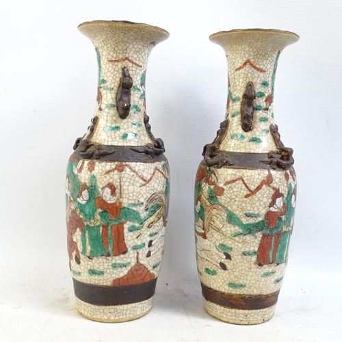 173 - A pair of Chinese crackle glaze vases, a Teksing tea bowl (label to the underside), and a turquoise ... 