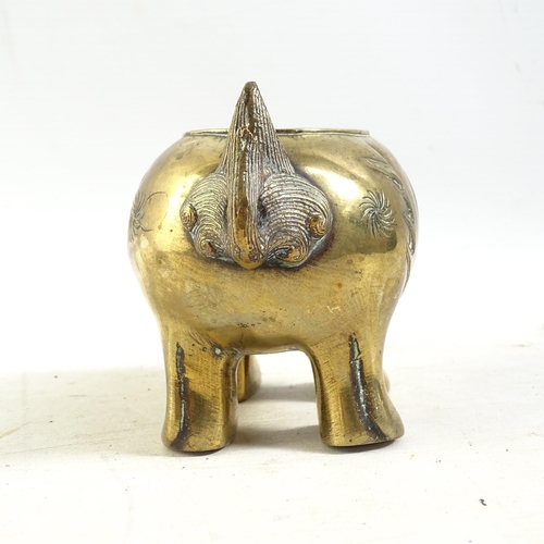 183 - A Chinese brass dog of fo censer, with engraved and embossed decoration and hinged lid, H12cm