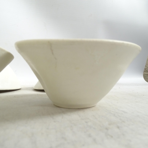 658 - Trish Phillips studio pottery, dolomite glazed, 4 side plates, 4 bowls, impressed makers marks.