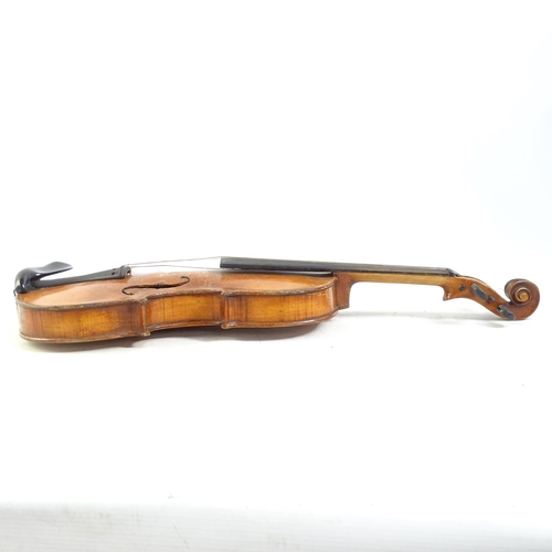 749 - NATCH HOPF - a Vintage German violin, no labels, but markings on the reverse body of the violin, vio... 