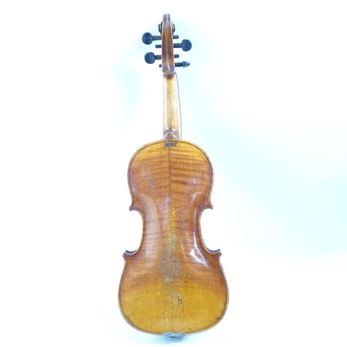 749 - NATCH HOPF - a Vintage German violin, no labels, but markings on the reverse body of the violin, vio... 