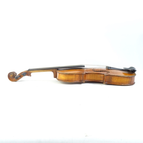 749 - NATCH HOPF - a Vintage German violin, no labels, but markings on the reverse body of the violin, vio... 