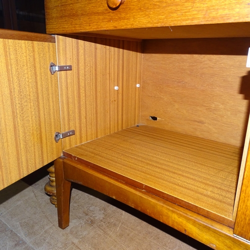 2096 - A mid-century teak sideboard, with label for Stateroom by Stonehill Furniture. 183x72x47cm